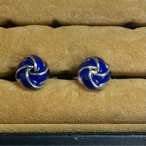 Silver and blue cuff links
